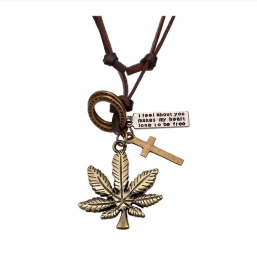 Maple leaf Men Necklace Punk Fashion Design Adjustable Pendant Necklace